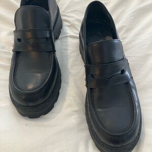 Vagabond Cosmo 2.0 Black Leather Lug-Sole Penny chunky Loafers VG Condition 39/9
